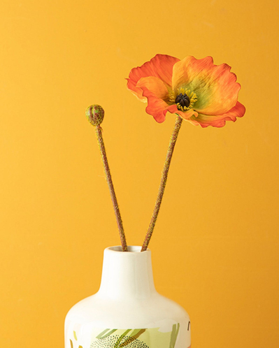 Poppy Tek Dal Yapay Çiçek Turuncu