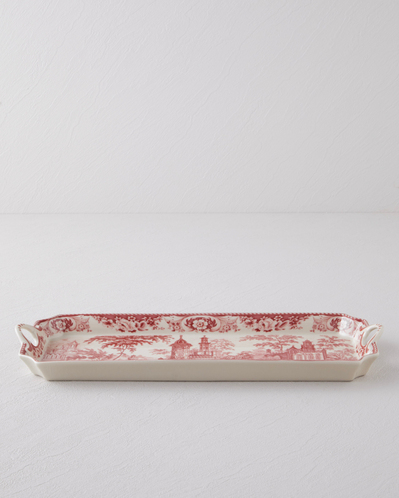 Preston Stoneware Kayık Tabak 38 cm Bordo