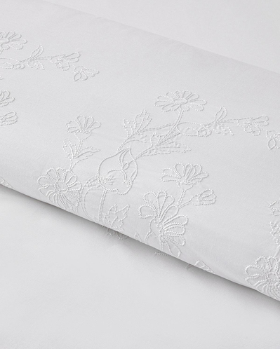 Pure Essence Nakışlı Pamuk Çift Kişilik Çarşaflı Nevresim Takımı 200x220 cm Beyaz