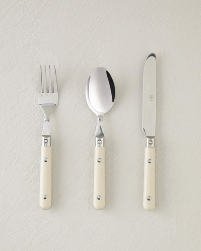 Pure Paslanmaz Çelik Çatal Kaşık Bıçak Takımı 18 Parça 6 Kişilik Krem