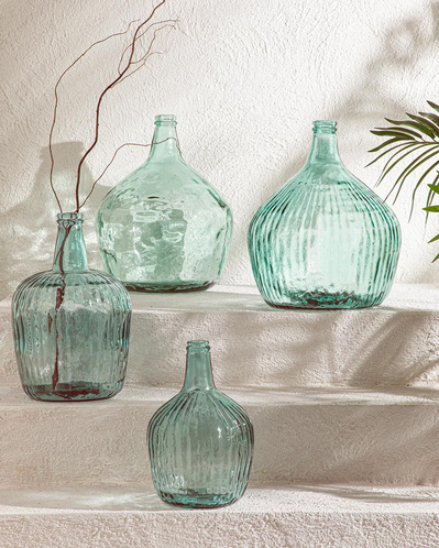 Recycled Demijohn Cam Vazo 19x19x31 cm Yeşil