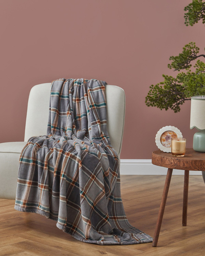 Rena Ekose Baskılı Supersoft Tv Battaniye 120x160 cm GRİ-YEŞİL