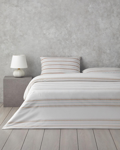 Rhythmic Line Kolay Ütülenir Çift Kişilik Çarşaflı Nevresim Takımı 200x220 cm Turuncu-yeşil