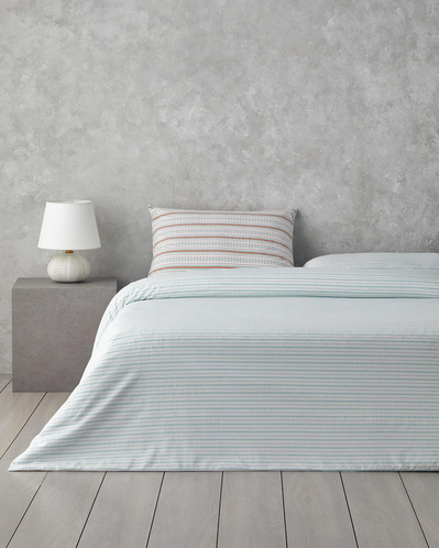 Rhythmic Line Kolay Ütülenir Çift Kişilik Çarşaflı Nevresim Takımı 200x220 cm Turuncu-yeşil