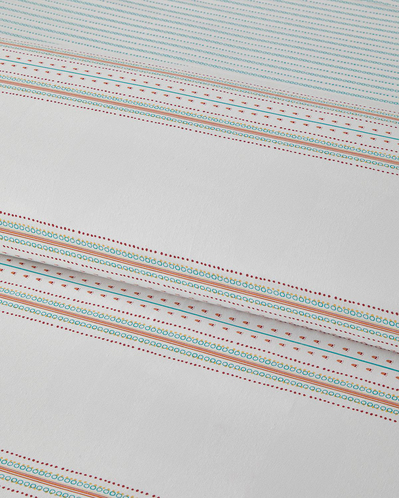 Rhythmic Line Kolay Ütülenir Çift Kişilik Çarşaflı Nevresim Takımı 200x220 cm Turuncu-yeşil