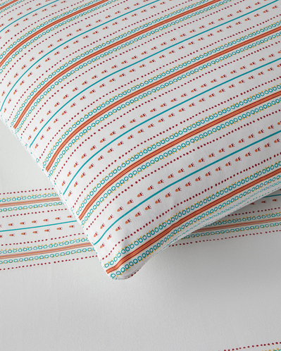 Rhythmic Line Kolay Ütülenir Çift Kişilik Çarşaflı Nevresim Takımı 200x220 cm Turuncu-yeşil