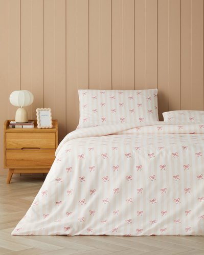 Ribbon Glow Kolay Ütülenir Çift Kişilik Nevresim Seti 200x220 cm Pembe