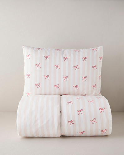 Ribbon Glow Kolay Ütülenir Tek Kişilik Nevresim Seti 160x220 cm Pembe