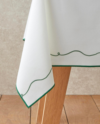 Ribbon Joy Polyester Masa Örtüsü 150x200 cm Yeşil-Beyaz