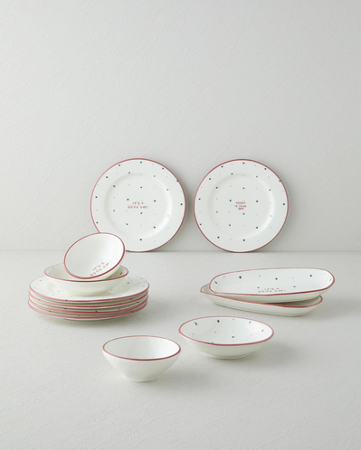 Romance Porselen Kahvaltı Takımı 12 Parça 6 Kişilik Kırmızı-Siyah