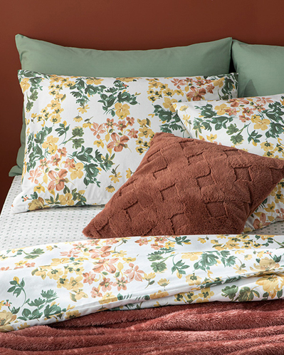 Romantic Ivy Kolay Ütülenir Çift Kişilik Çarşaflı Nevresim Takımı Terracotta