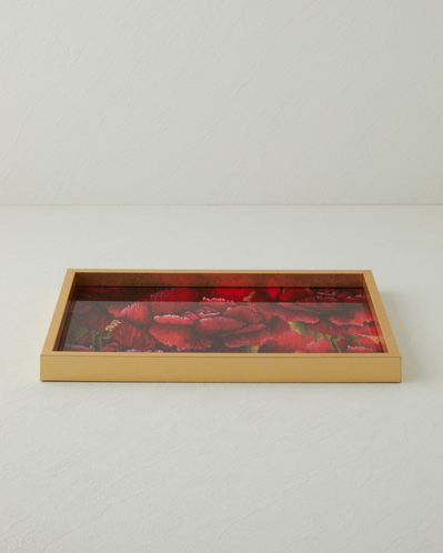 Rose Scent Cam Dekoratif Tepsi 30x42 cm Kırmızı