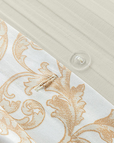 Royal Scroll Çift Taraflı Pamuk Saten King Size Çarşaflı Nevresim Takımı Gold