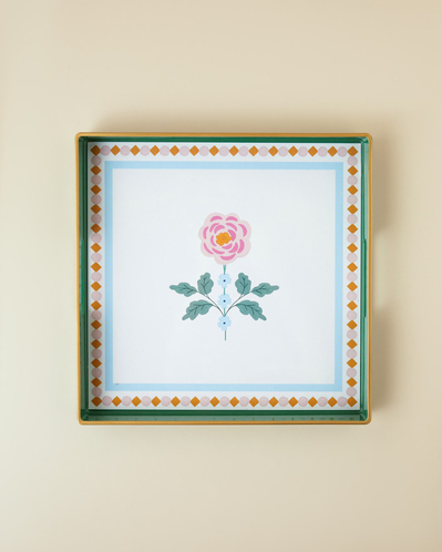 Rustic Florals PP Tepsi 35,5x35,5 Cm Yeşil