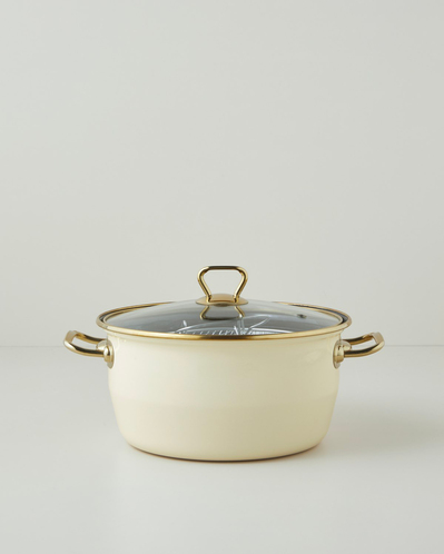 Sartagi Emaye Kızartma Tencere 22 cm Gold Bej