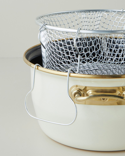 Sartagi Emaye Kızartma Tencere 22 cm Gold Bej