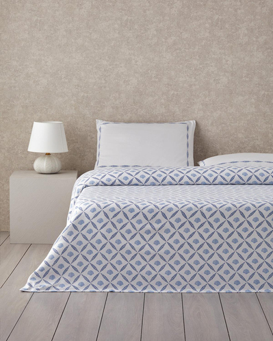 Sea Shell Baskılı Tek Kişilik Pike Takımı 150x220 cm Mavi