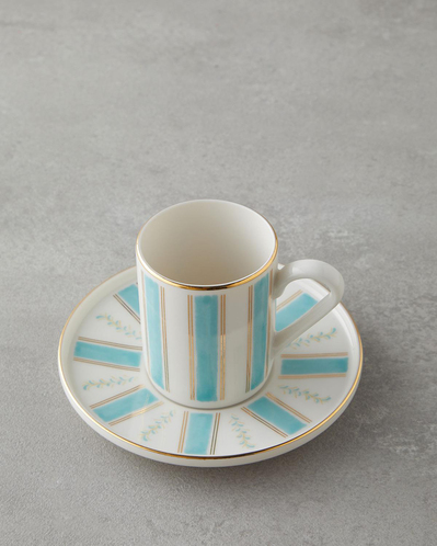 Serenade Bone Porselen 4 Parça 2 Kişilik Kahve Fincan Takımı 90 ml Mavi Gold