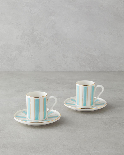 Serenade Bone Porselen 4 Parça 2 Kişilik Kahve Fincan Takımı 90 ml Mavi Gold