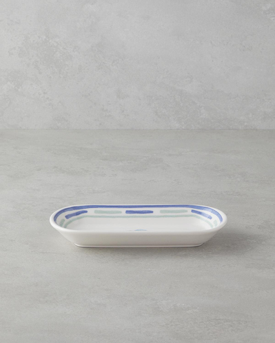 Shoreline Seramik Kayık Tabak 22 cm Mavi-yeşil