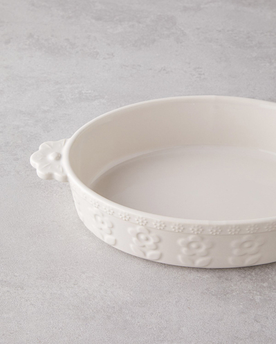 Soft Bloom Stoneware Fırın Kabı 28 cm Krem