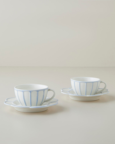 Soft Cloud Stoneware 4 Parça 2 Kişilik Çay Fincanı Takımı 150 ml Açık Mavi