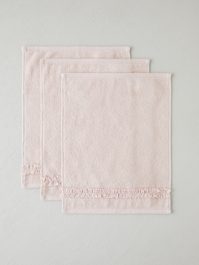 Soft Ruffle Pamuk 3lü Havlu Seti 30x40 cm Pudra