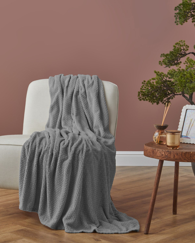 Solene Jakarlı Supersoft Tv Battaniye 120x160 cm Gri