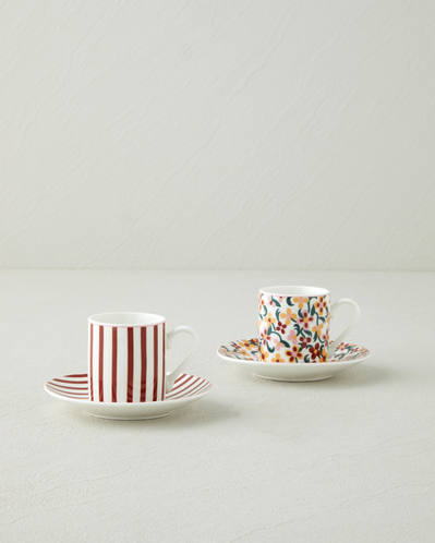 Solvia New Bone China 4 Parça 2 Kişilik Kahve Fincan Takımı 80 ml Bordo