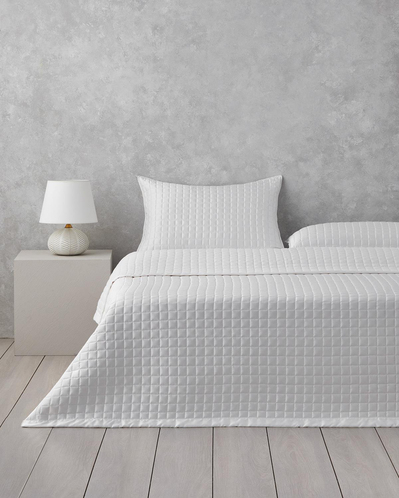 Splendor Saten Çift Kişilik Yatak Örtüsü Takımı 200x220 cm Beyaz