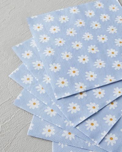Spring Daisies Kağıt 20li Kağıt Peçete 33x33 cm Mavi