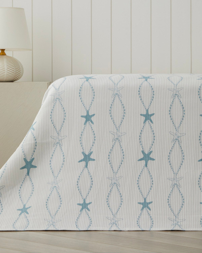 Starfish Çift Kişilik Pike 200x220 cm Mavi