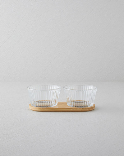 Stria Cam-Bambu 3 Parça Sunumluk 11x6,5 cm Şeffaf