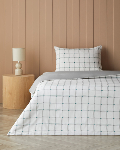 Stripe Harmony  Kolay Ütülenir Tek Kişilik Nevresim Seti 160x220 cm GRİ-YEŞİL