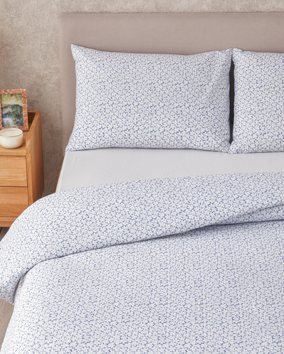 Sweet Violet Kolay Ütülenir Çift Kişilik Çarşaflı Nevresim Takımı 200x220 cm Koyu Mavi