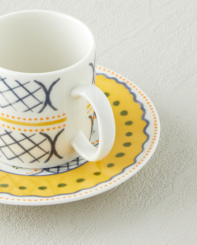 Talavera Garden Bone Porselen 4 Parça 2 Kişilik Kahve Fincan Takımı 90 ml A. Mavi-Yeşil-Sarı