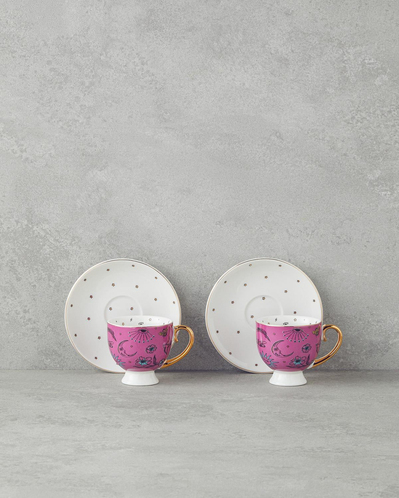 Talisman Magic New Bone China 4 Parça 2 Kişilik Kahve Fincan Takımı 100 ml Pembe