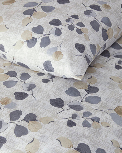 Textured Ivy Krep King Size Çarşaflı Nevresim Takımı Bej