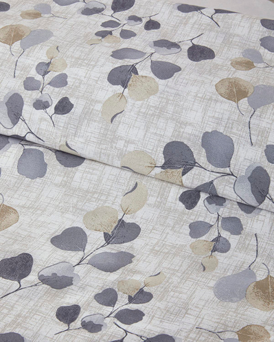 Textured Ivy Krep King Size Çarşaflı Nevresim Takımı Bej