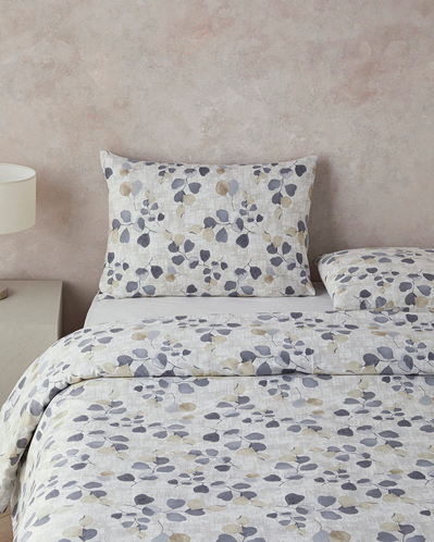 Textured Ivy Krep King Size Çarşaflı Nevresim Takımı Bej