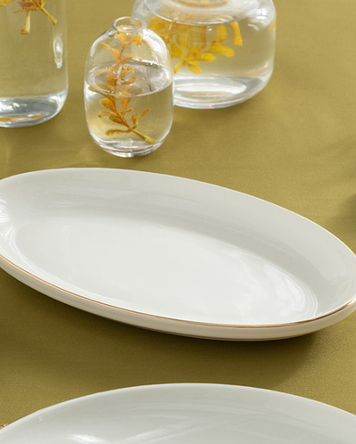 Torino Porselen Kayık Tabak 25 cm Gold
