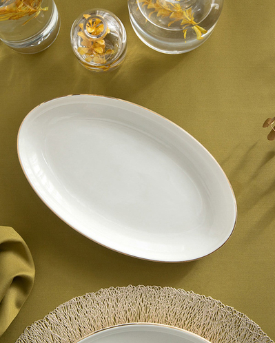 Torino Porselen Kayık Tabak 25 cm Gold