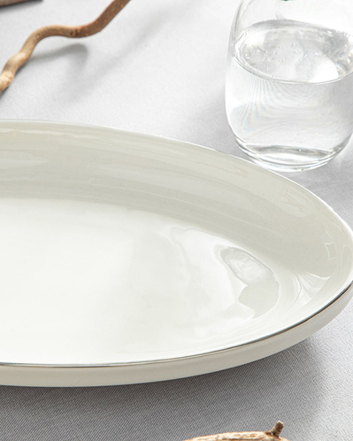 Torino Porselen Kayık Tabak 25 cm Silver