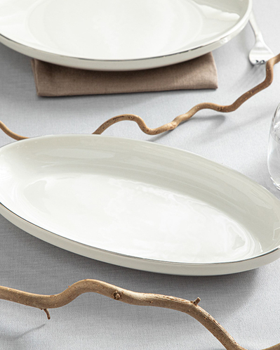 Torino Porselen Kayık Tabak 25 cm Silver
