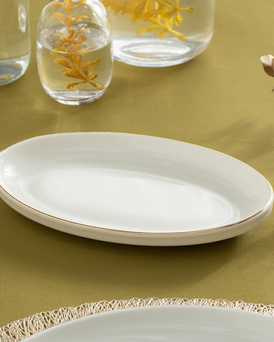 Torino Porselen Kayık Tabak 20 cm Gold