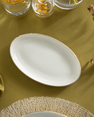 Torino Porselen Kayık Tabak 20 cm Gold