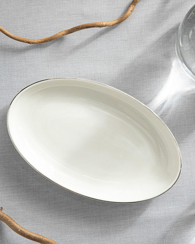 Torino Porselen Kayık Tabak Silver