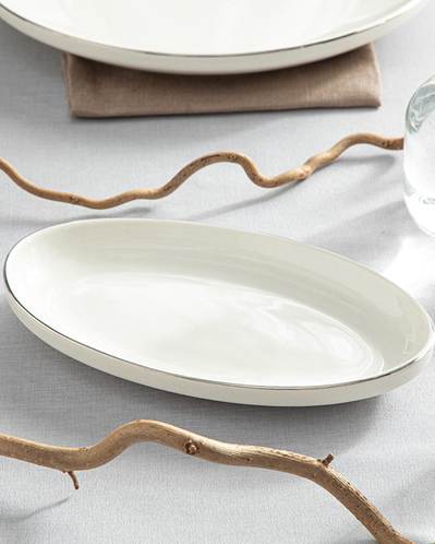 Torino Porselen Kayık Tabak Silver