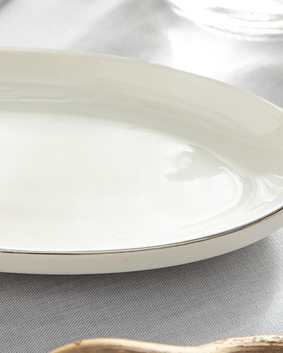Torino Porselen Kayık Tabak Silver