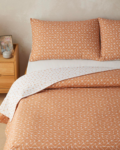 Trio Shape Kolay Ütülenir Çift Kişilik Çarşaflı Nevresim Takımı 200x220 cm Turuncu